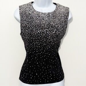 ST. JOHN EVENING Sequin Sleeveless Blouse Black Size 8 Cocktail Party